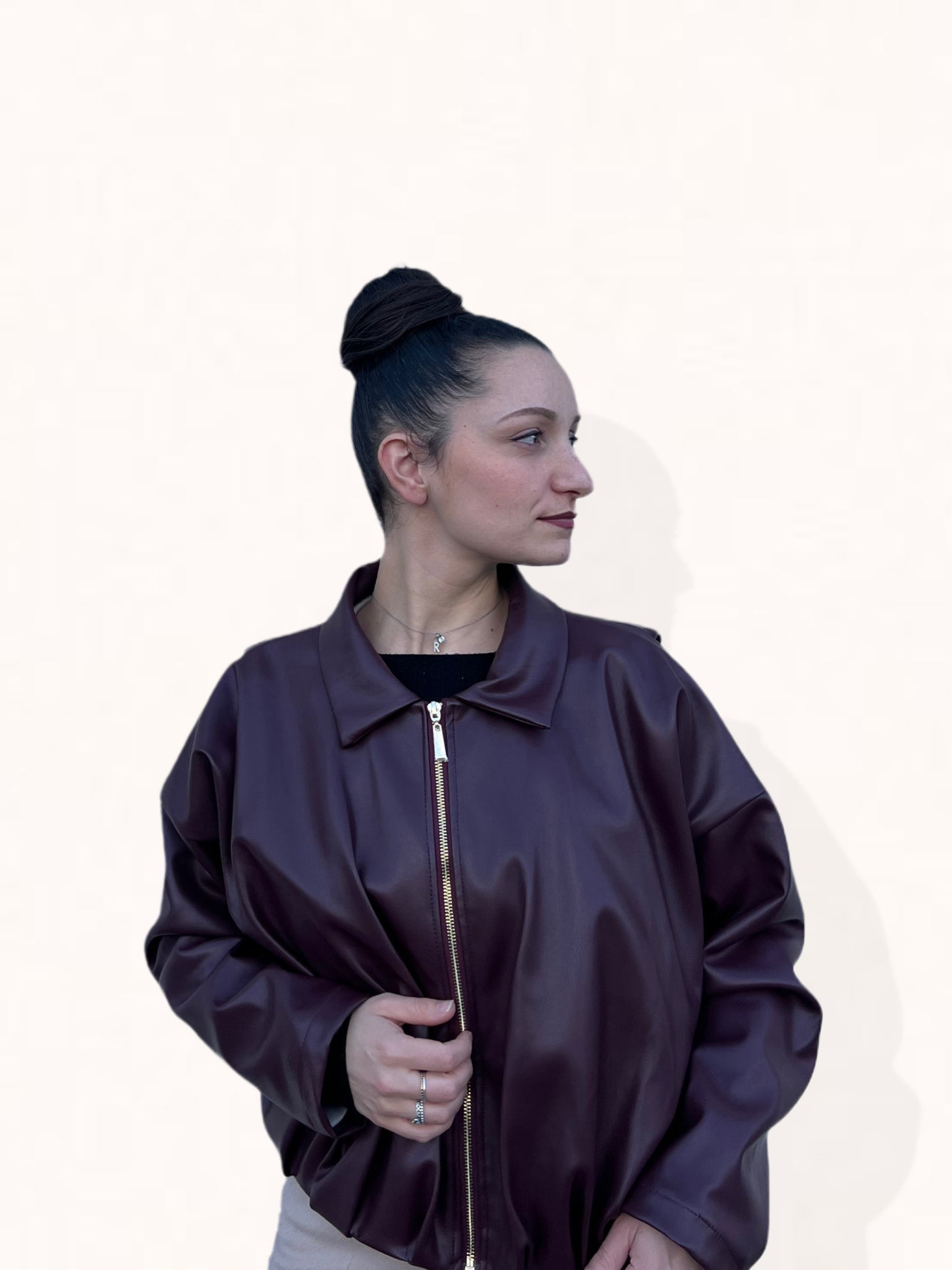 GIACCA CORTA FAUX LEATHER ZIP
