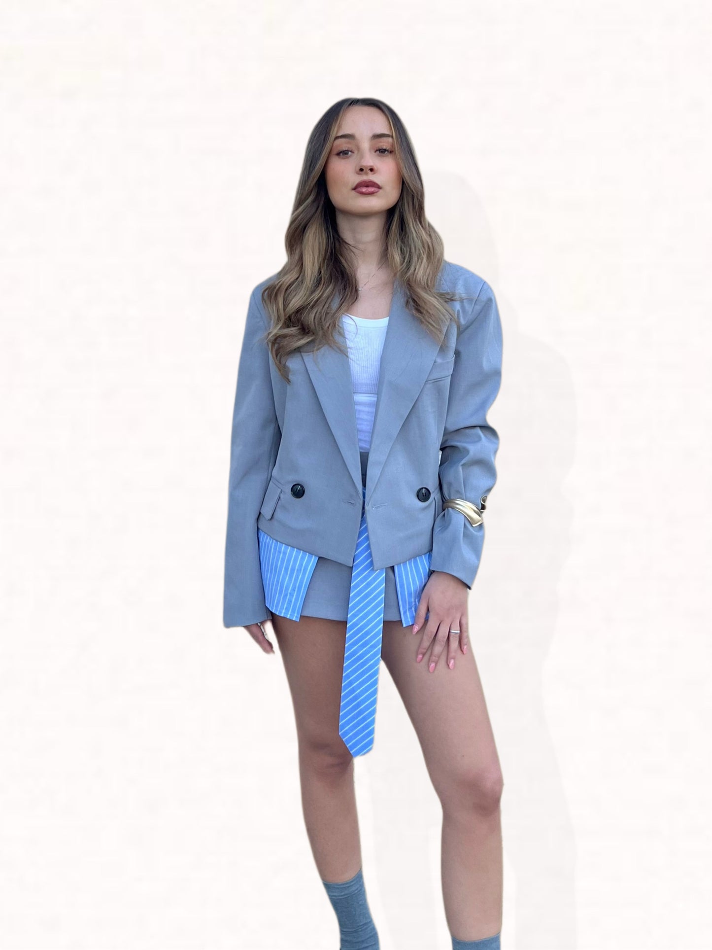 BLAZER CROP GRIGIO - LUMINA