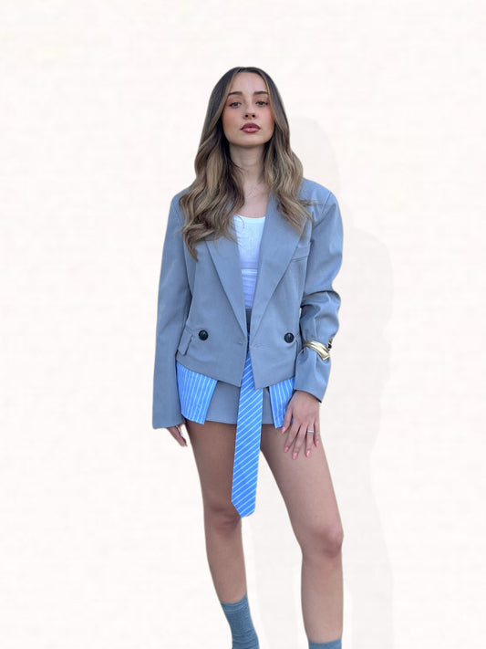 BLAZER CROP GRIGIO - LUMINA