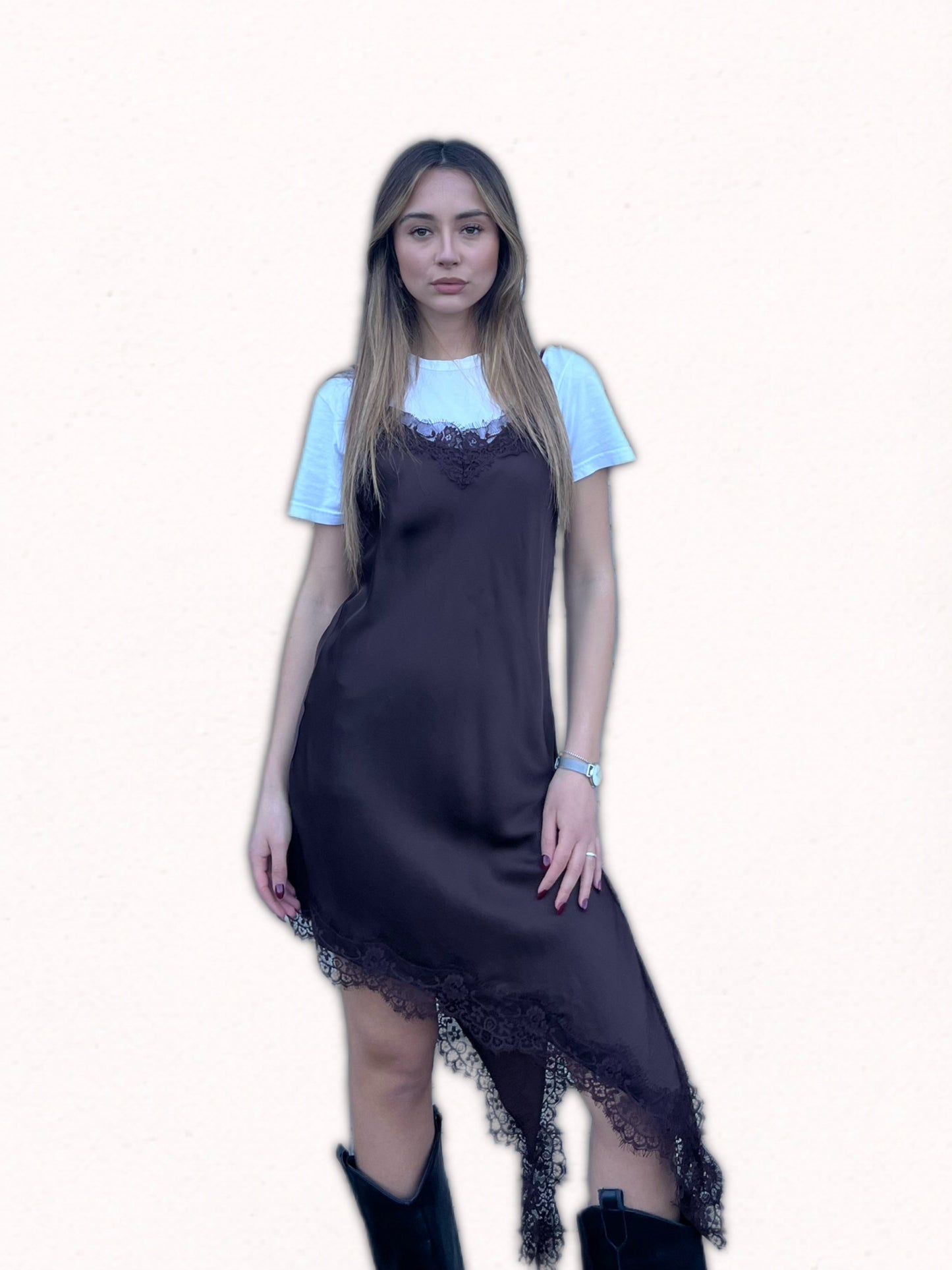 ABITO SATIN LACE FLOW
