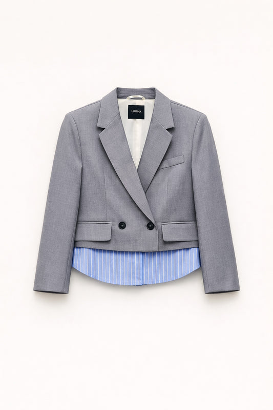 BLAZER CROP GRIGIO - LUMINA